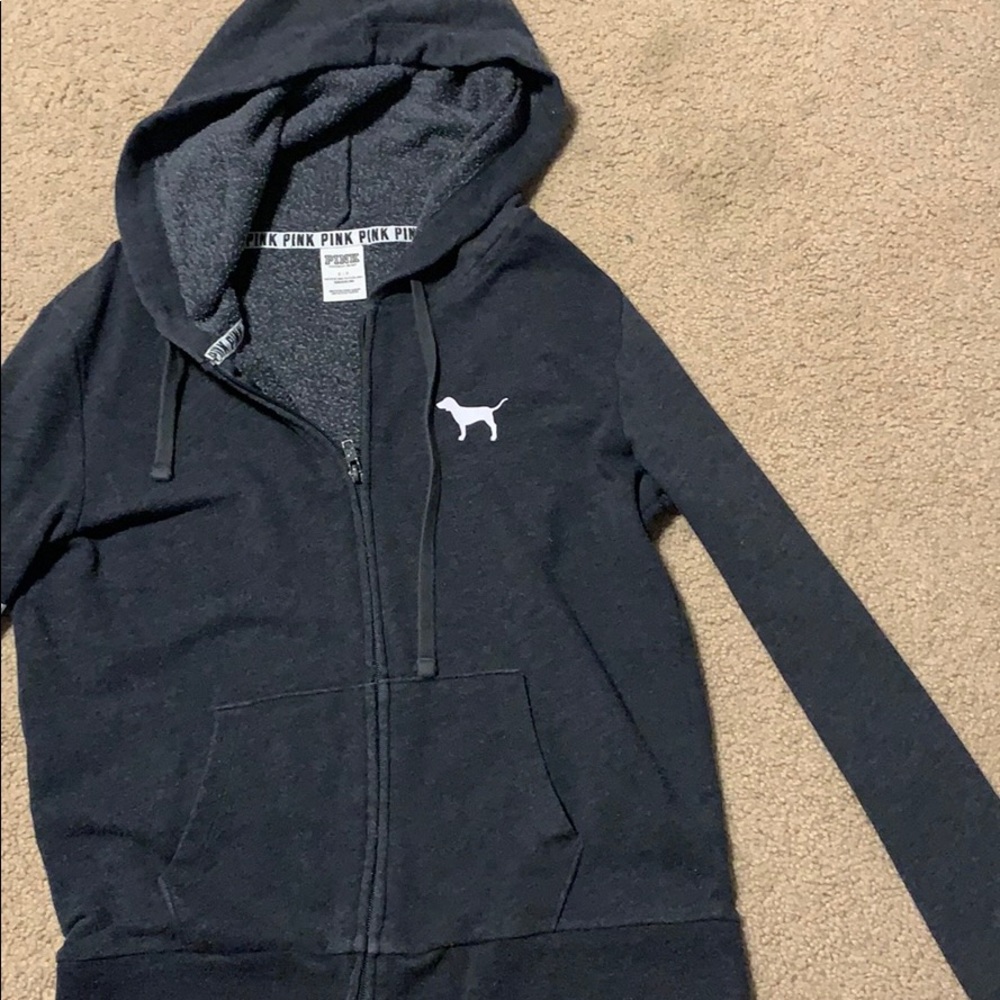 PINK grey zippy hoodie